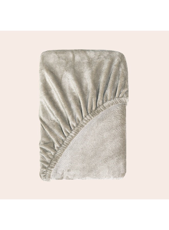 Morano Viva Luxury Velvet Fitted Sheet – King (180x200x25cm) – Ultra-Soft 100% Microfiber Bedding with All-Around Elastic & Easy-Fit Side Labels – Breathable & Wrinkle-Resistant (Greige) - Image 3